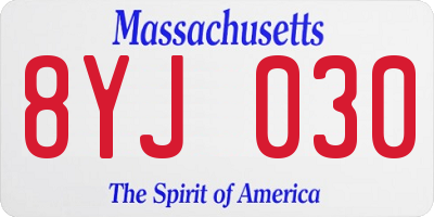 MA license plate 8YJ030