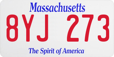 MA license plate 8YJ273