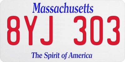 MA license plate 8YJ303