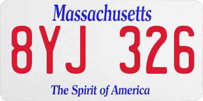 MA license plate 8YJ326
