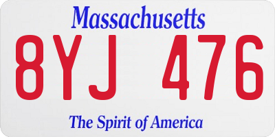 MA license plate 8YJ476
