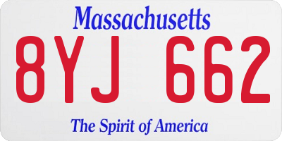 MA license plate 8YJ662