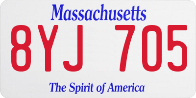 MA license plate 8YJ705