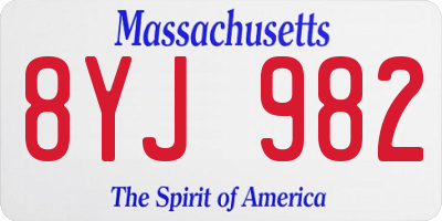 MA license plate 8YJ982