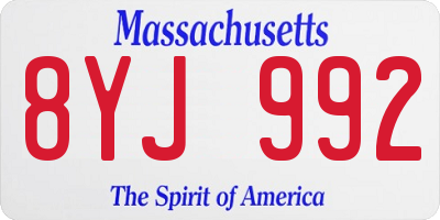 MA license plate 8YJ992