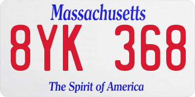 MA license plate 8YK368