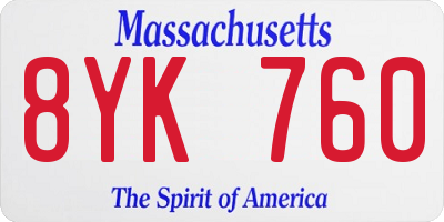MA license plate 8YK760