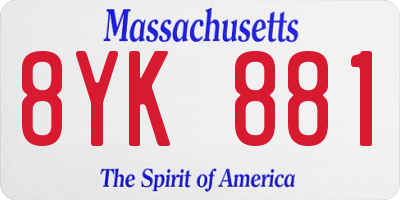 MA license plate 8YK881