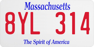 MA license plate 8YL314