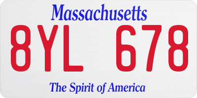 MA license plate 8YL678