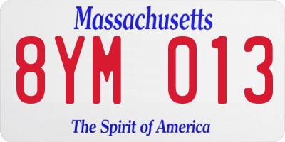 MA license plate 8YM013