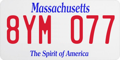 MA license plate 8YM077