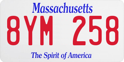 MA license plate 8YM258