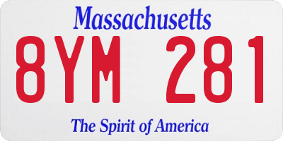 MA license plate 8YM281