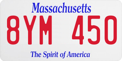 MA license plate 8YM450