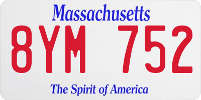 MA license plate 8YM752