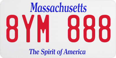 MA license plate 8YM888
