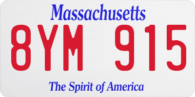 MA license plate 8YM915