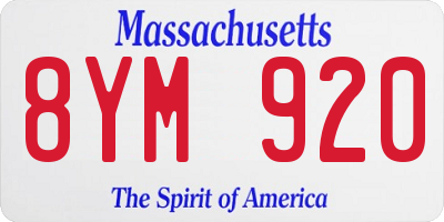 MA license plate 8YM920