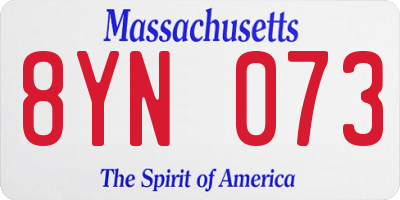 MA license plate 8YN073