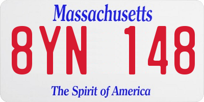 MA license plate 8YN148