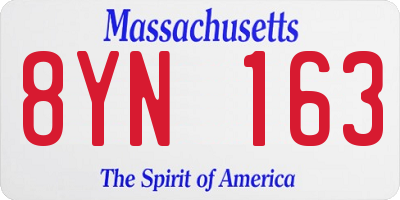 MA license plate 8YN163