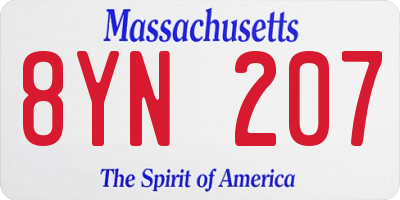 MA license plate 8YN207