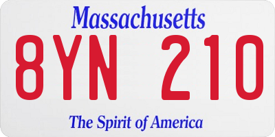 MA license plate 8YN210
