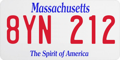 MA license plate 8YN212