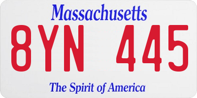 MA license plate 8YN445