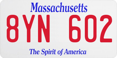 MA license plate 8YN602