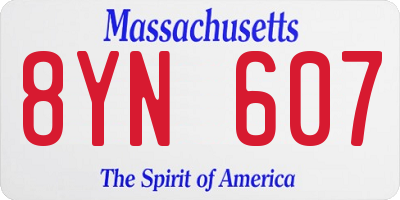 MA license plate 8YN607