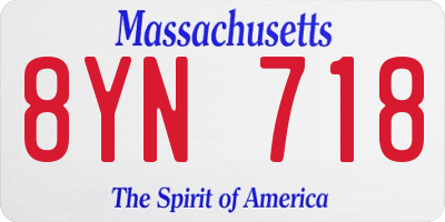 MA license plate 8YN718