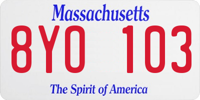 MA license plate 8YO103