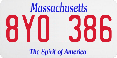 MA license plate 8YO386