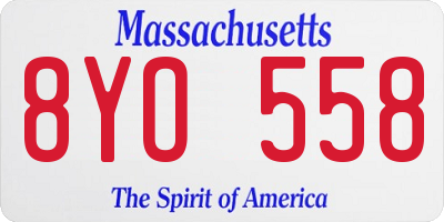 MA license plate 8YO558