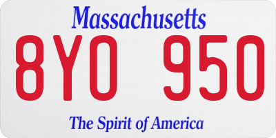 MA license plate 8YO950
