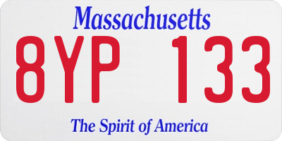 MA license plate 8YP133