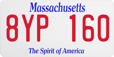 MA license plate 8YP160
