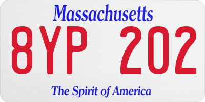MA license plate 8YP202
