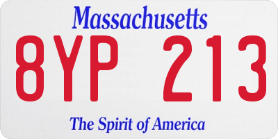 MA license plate 8YP213