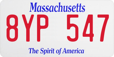 MA license plate 8YP547
