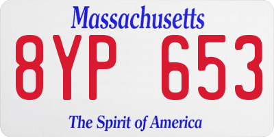 MA license plate 8YP653