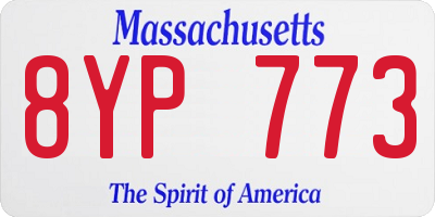 MA license plate 8YP773