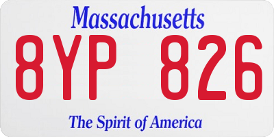 MA license plate 8YP826