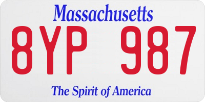 MA license plate 8YP987