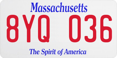 MA license plate 8YQ036