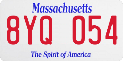 MA license plate 8YQ054