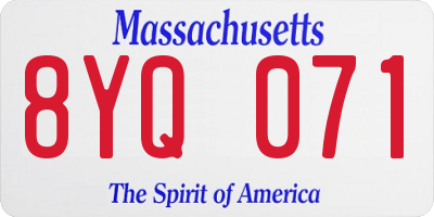 MA license plate 8YQ071