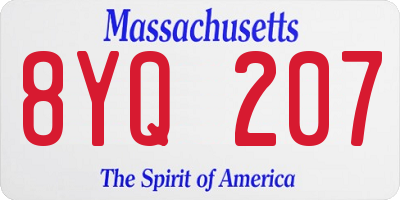 MA license plate 8YQ207